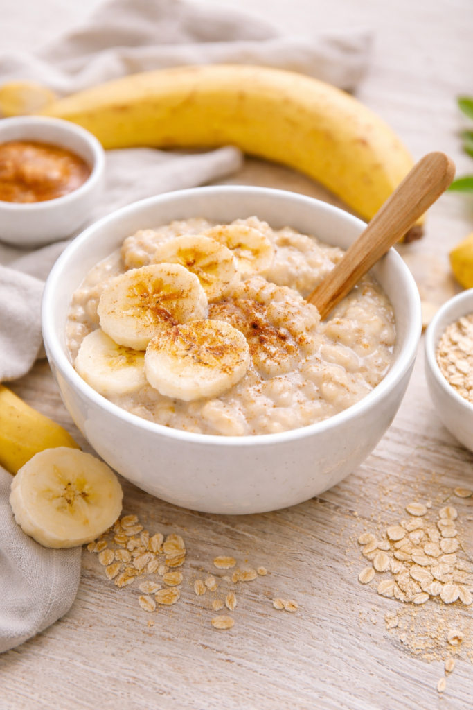 Banane Haferflocken Kinderfrühstück ohne Zucker