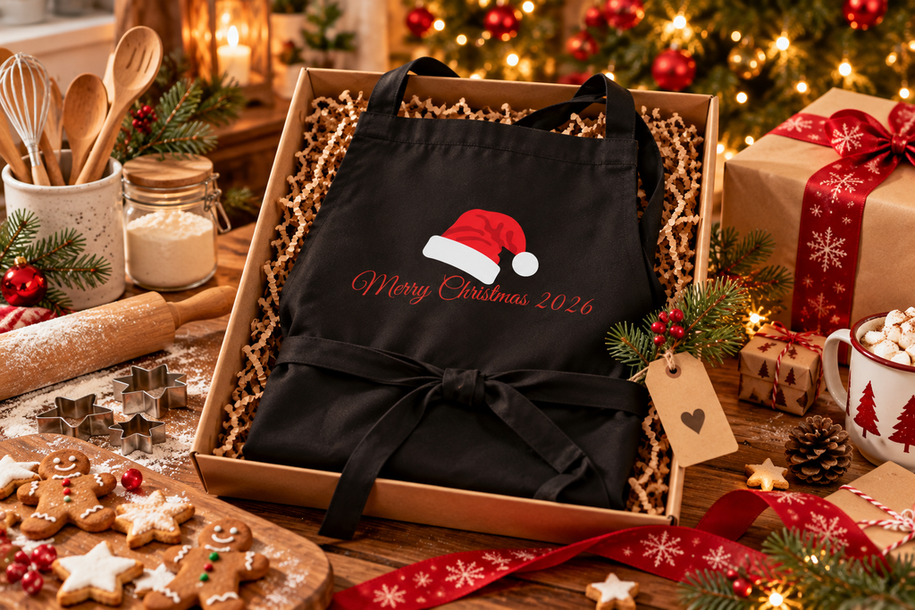 festliche weihnachtsbäckerei mit schürze