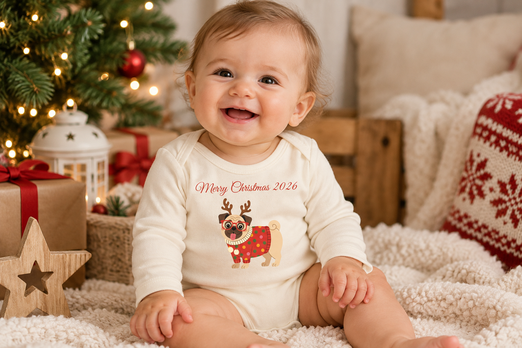 fröhliches weihnachten mit süßem rentier mops